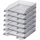 Storage basket HAN Klassik, for A4/C4 format, with labeling field, stackable, W 255 x D 348 x H 65 mm, plastic, grey/transparent, 6 pieces
