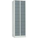 Storage cupboard, sheet steel, hinged right door, cylinder lock, 20 compartments, W 600 x H 1800 mm, grey l. RAL 7035/blue grey. RAL 7031