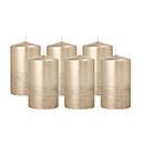 Stumpenkerze Papstar Safe Candle, bis zu 36 h, selbstlöschend, Ø 60 x H 100 mm, Paraffin, gold, 6 Stück
