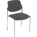 Styl visitor chair, without armrests, anthracite fabric, silver aluminum frame, stackable up to 6 units