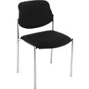 Styl visitor chair, without armrests, black fabric, chrome-plated frame, stackable up to 6 units