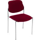 Styl visitor chair, without armrests, bordeaux fabric, chrome-plated frame, stackable up to 6 units