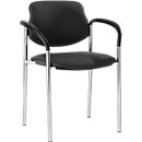 Styl visitor's chair, chrome base, leather look, black