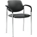 Styl visitor's chair, chrome base, leather look, fango grey