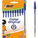 Stylo à bille BIC Cristal Original bleu, boîte de 10, 1,0 mm, pointe moyenne