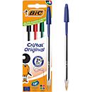 Stylo à bille BIC Cristal Original Farbmix, boîte de 4, 1,0 mm, pointe moyenne