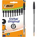 Stylo à bille BIC Cristal Original noir, boîte de 10, 1,0 mm, pointe moyenne