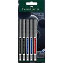 Stylo à bille roulante Faber-Castell « Free Ink », épaisseur de trait 0,4 mm, diamètre de la mine 0,7 mm, assortiment de couleurs, plastique recyclé/métal, lot de 5