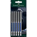 Stylo à bille roulante Faber-Castell Free Ink, épaisseur de trait 0,4 mm, diamètre de la mine 0,7 mm, encre bleue, indélébile, plastique recyclé/métal, lot de 5