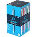 Stylo à bille Schneider K15 Pastell, largeur de trait Medium 1,0 mm, couleur d'encre bleue, corps de couleur assortie, indélébile, rechargeable, 50 pièces
