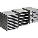 styro® desktop drawer Styroval, 5 closed drawers, DIN C4, polystyrene, grey