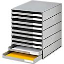 styro® Drawer box Styroval Pro, 10 drawers, open, DIN C4, polystyrene, eco-grey