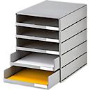styro® Drawer box Styroval Pro, 5 drawers, open, DIN C4, polystyrene, eco-grey
