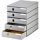 styro® ladekast Styroval Pro, 5 laden, gesloten, B 243 x D 335 x H 323 mm, DIN C4, polystyreen, stapelbaar, grijs