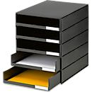 styro® Schubladenbox Styroval Pro, 5 Schubladen, offen, DIN C4, Polystyrol, öko-schwarz