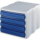 styro® Schubladenbox wave, 4 Schübe, Polystyrol, grau/blau
