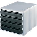 styro® Schubladenbox wave, 4 Schübe, Polystyrol, grau/schwarz