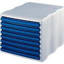styro® Schubladenbox wave, 8 Schübe, Polystyrol, grau/blau