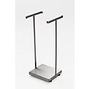 Support mobile pour sacs poubelle de 60 litres Hygiène VAR, structure en inox, avec roulettes