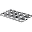 Support pour verres Ringoplast, pour bacs à verres &amp; bacs Euro, 3 x 5, en haut, convient pour aliments, empilable, L 365 x H 55 mm, plastique, gris clair