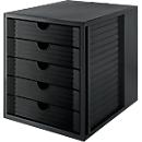 SYSTEMBOX KARMA drawer module, 5 closed drawers, DIN A4, easy to use, W 274 x D 330 x H 320 mm, black
