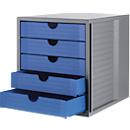 SYSTEMBOX KARMA drawer module, 5 closed drawers, DIN A4, easy to use, W 274 x D 330 x H 320 mm, blue