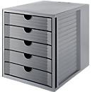 SYSTEMBOX KARMA drawer module, 5 closed drawers, DIN A4, easy to use, W 274 x D 330 x H 320 mm, grey
