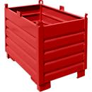 Système de collecte Bauer SBS 500, L 600 x l 1200 x H 850 mm, empilable jusqu'à 3 fois, peint, avec chariot de transport, rouge feu RAL 3000