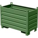 Système de collecte Bauer SBS 500, L 600 x l 1200 x H 850 mm, empilable jusqu'à 3 fois, peint, avec chariot de transport, vert réséda RAL 6011
