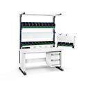 Système de poste de travail Bott Avero module complet 2, réglable en hauteur électriquement, panneau de particules revêtu HPL, jusqu'à 300 kg, gris clair/gris anthracite