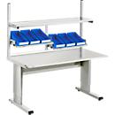 Système de table de travail Treston WB815, hauteur réglable en continu, plateau mélaminé, L 1500 x P 800 x H 700-1100 mm, 300 kg, gris clair