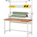 Système de tables d'emballage Rau 02 établi série 8000, L 1500 x P 700 x H 840-1040 mm, plateau en hêtre massif, jusqu'à 1250 kg
