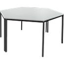 Table à piétement en tube d'acier, forme trapèze, 1600/ 800 x 690 mm