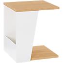 Table d'appoint Albi, L 400 x P 400 x H 460 mm, structure métallique/plateau tendu avec placage en bois véritable, chêne clair/blanc laqué