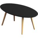 Table d'appoint SCANDI, ovale, cadre à 4 pieds en bois massif, L 850 x P 500 x H 350 mm, noir/hêtre