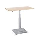 Table d'appoint Start Off, réglable en hauteur électriquement, rectangulaire, pied colonne, L 1000 x P 600 x H 635-1285 mm, érable/aluminium blanc