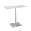 Table d'appoint Start Off, réglage électrique de la hauteur, rectangle, pied colonne, L 1000 x P 600 x H 635-1285 mm, gris clair/aluminium blanc