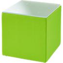 Table d'appoint Wall In, L 410 x P 410 mm, plateau en verre au lait ESG, avec patins au sol, vert