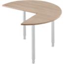 Table d'extension, 3/4 de cercle, Ø 1200 mm, extension à droite/à gauche, chêne/alu blanc