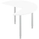 Table d'extension, 3/4 de cercle, Ø 1200 mm, extension droite/gauche, blanc/alu blanc
