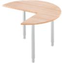 Table d'extension, 3/4 de cercle, Ø 1200 mm, extension droite/gauche, cerisier Romana/alu blanc