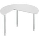 Table d'extension, 3/4 de cercle, Ø 1200 mm, extension droite/gauche, gris clair/alu blanc