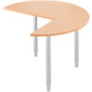 Table d'extension, 3/4 de cercle, Ø 1200 mm, extension droite/gauche, hêtre/alu blanc