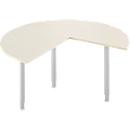 Table d'extension, 3/4 de cercle, Ø 1400 mm, extension droite/gauche, érable/alu blanc