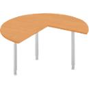 Table d'extension, 3/4 de cercle, Ø 1400 mm, extension droite/gauche, hêtre/alu blanc