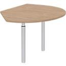 Table d'extension BARI droite, 2 pieds-support, forme A, forme arrondie, l. 1050 x P 1260 x H 680-820 mm, coloris chêne