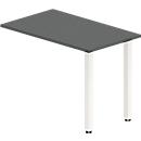 Table d'extension NEVADA, piètement carré, l. 1000 x P 600 x H 740 mm, gris foncé/blanc 