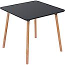 Table de bistrot Palomba, carrée, piétement 4 pieds en bois massif, L 800 x P 800 x H 750 mm, noir/hêtre