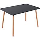 Table de bistrot Palomba, rectangulaire, piétement 4 pieds en bois massif, L 1200 x P 800 x H 750 mm, noir/hêtre