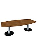 Table de conférence, jusqu'à 8 personnes, bateau, pied assiette, L 2400 x P 800/1200 x H 720 mm, noyer/aluminium blanc